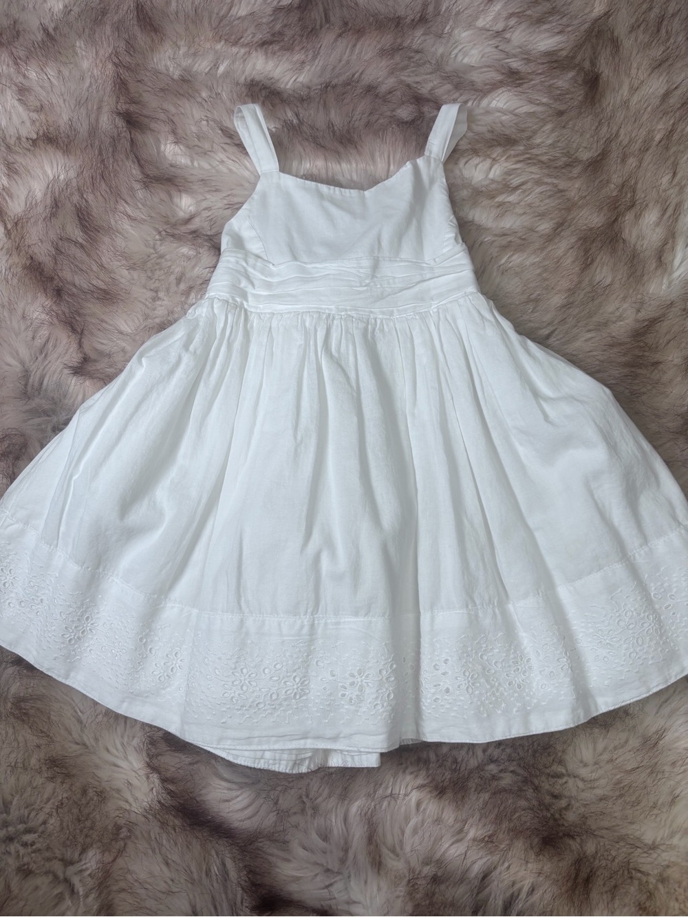 Girls White Eyelet Summer Dress - Sleeveless